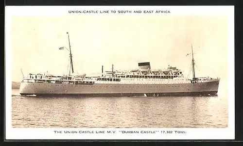 AK The Union-Castle Line MV Durban Castle, to South and East Africa