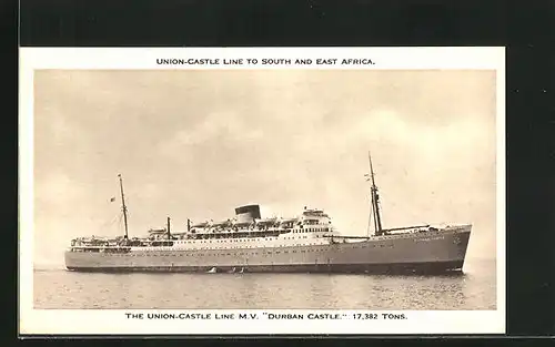 AK The Union-Castle Line MV Durban Castle, to South and East Africa