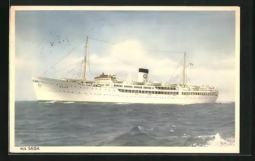 Künstler-AK Passagierschiff MS Saga bei leichtem Wellengang