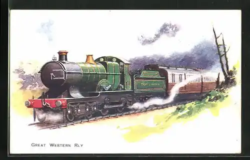 AK Englische Eisenbahn bei voller Fahrt, Great Western Railway