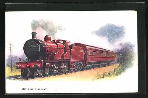 AK Englische Eisenbahn 1018, bei voller Fahrt, Midland Railway