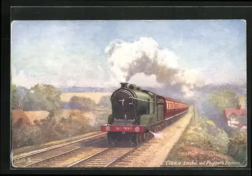 AK Englische Eisenbahn London and Plymouth Express, L & SWR