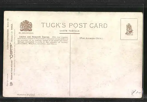 AK Englische Eisenbahn London and Plymouth Express, L & SWR