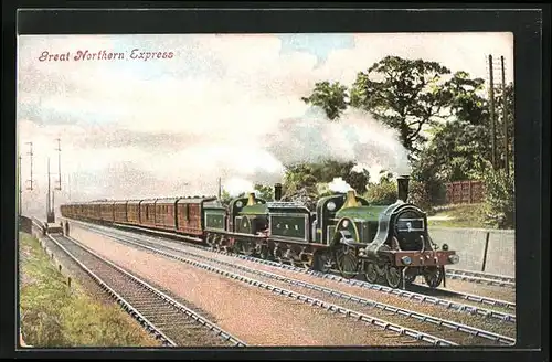 AK Englische Eisenbahn Great Northern Express 774, bei voller Fahrt