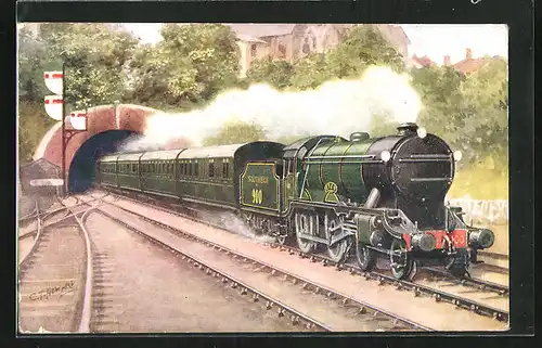 AK Englische Eisenbahn Eton 900 of the schools class, Waterloo-Bournemouth Express