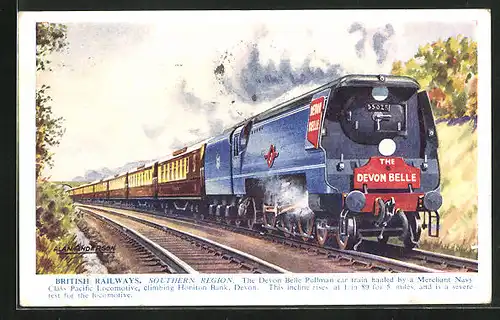 AK Englische Eisenbahn The Devon Belle 35025, British Railways