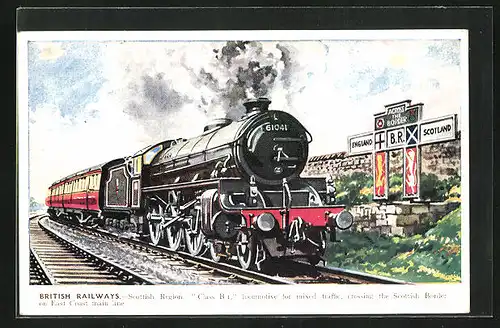 AK Englische Eisenbahn Class BI 61041, British Railways, Landesgrenze Englang-Schottland