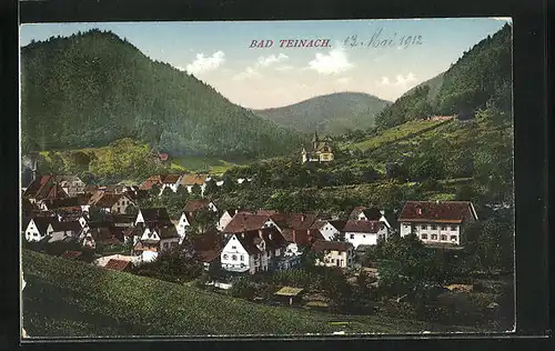 AK Bad Teinach, Teil des Ortes mit Kirche