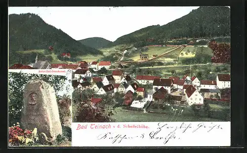 AK Bad Teinach, Scheffel Denkmal, Blick von der Scheffelhöhe