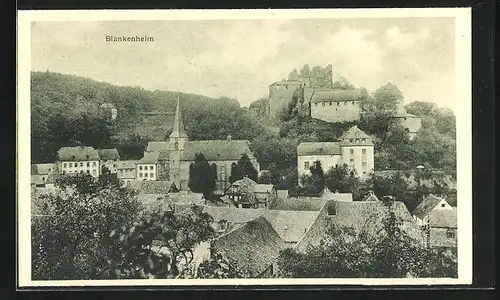 AK Blankenheim /Eifel, Blick über Dächer auf Burgruine