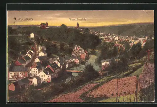 AK Kyllburg, Panorama der Stadt mit Fluss