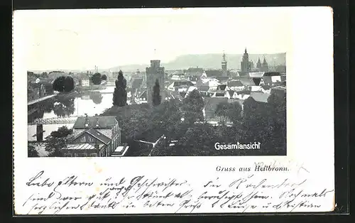 AK Heilbronn a. N., Panorama der Stadt