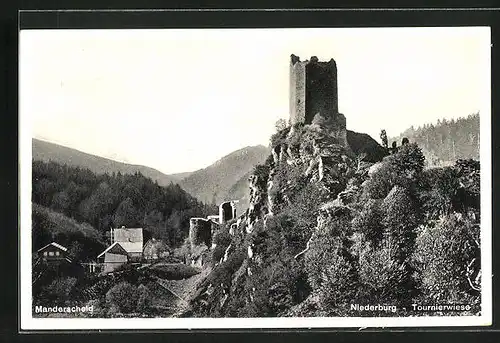 AK Manderscheid /Eifel, Niederburg, Tournierwiese