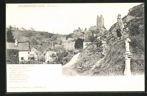 AK Manderscheid /Eifel, Niederburg, Gedicht