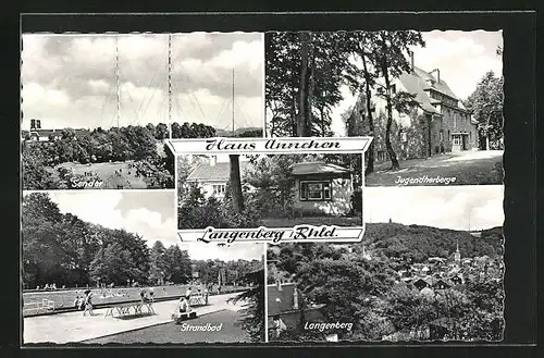 AK Langenberg /Rhld, Gasthaus Annchen, Strandbad, Jugendherberge