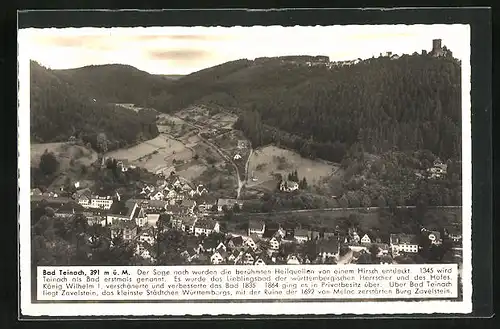 AK Bad Teinach, Blick ins Tal mit weissen Häusern und Landschaft