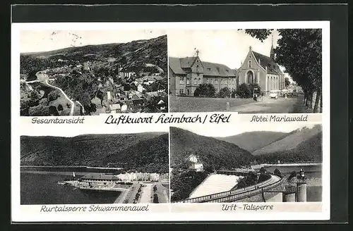 AK Heimbach /Eifel, Gesamtansicht, Rurtalsperre Schwammenauel, Urfttalsperre und Abtei Mariawald