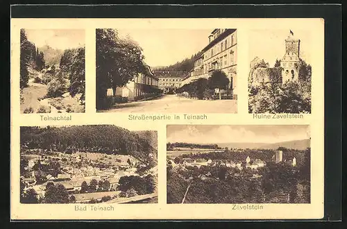 AK Teinach, Ansicht des Teinachtals, Strassenpartie, Rune Zavelstein