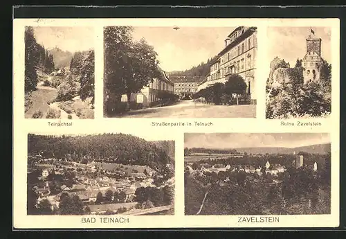 AK Bad Teinach, Ruine Zavelstein, Strassenpartie, Teinachtal
