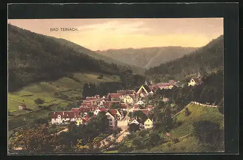 AK Bad Teinach, Blick ins Dorf vom Berg bei Sonnenuntergang