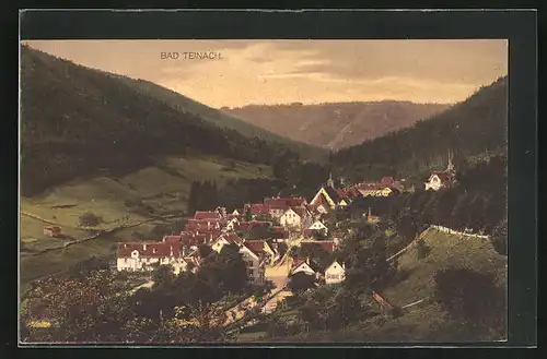 AK Bad Teinach, Teilansicht des Dorfes bei spätem Sonnenuntergang