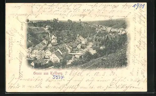 AK Kyllburg, Blick auf die Ortschaft und die Wälder aus der Vogelschau