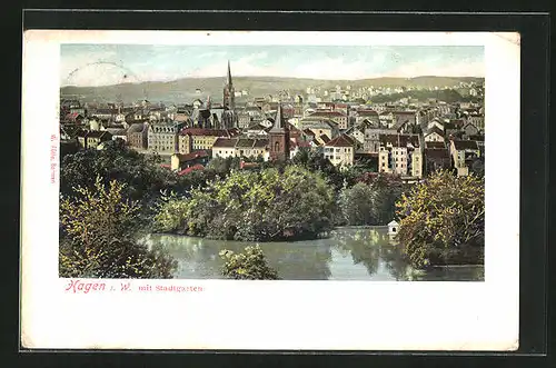AK Hagen i. W., Totalansicht mit Stadtgarten
