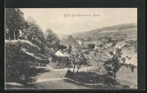 AK Gemünden /Eifel, Ortsansicht mit Umgebung