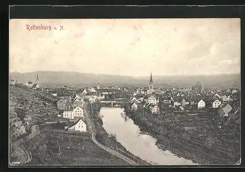 AK Rottenburg a. N., Blick auf Stadt mit Fluss