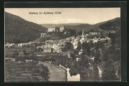 AK Malberg /Eifel, Ortsansicht mit Schloss