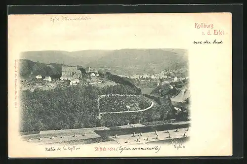 AK Kyllburg i. d. Eifel, Ortsansicht mit Stiftskirche