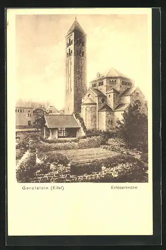 AK Gerolstein /Eifel, Erlöserkirche mit Garten