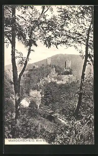 AK Manderscheid, Blick auf die Burgruine