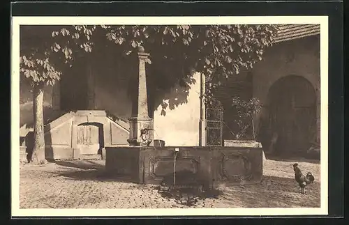 AK Bellingen, Ansicht eines Brunnens mit Hahn