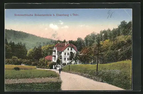 AK Eisenberg i. Thür., Hotel Robertsmühle in sommerlicher Landschaft