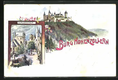 Künstler-AK Hohenzollern, Burg und Schlosshof