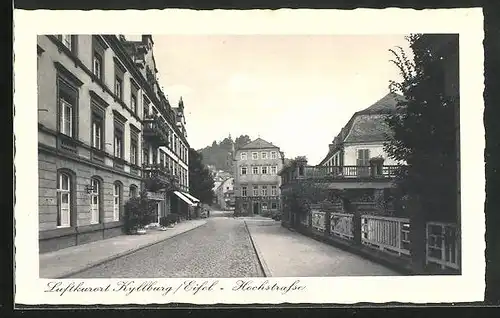 AK Kyllburg /Eifel, Blick entlang der Hochstrasse auf das Hotel zum Stern