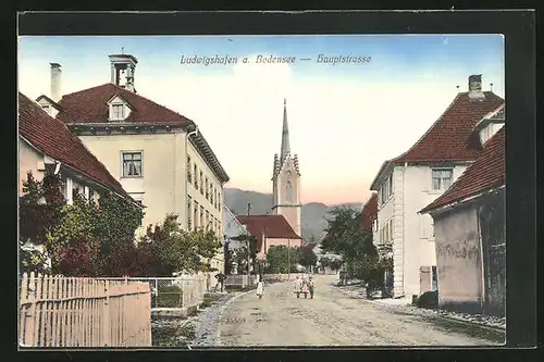 AK Ludwigshafen a. Bodensee, Hauptstrasse mit Kindern