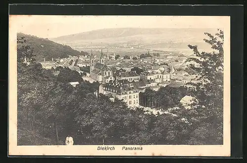 AK Diekirch, Panorama mit Kirche