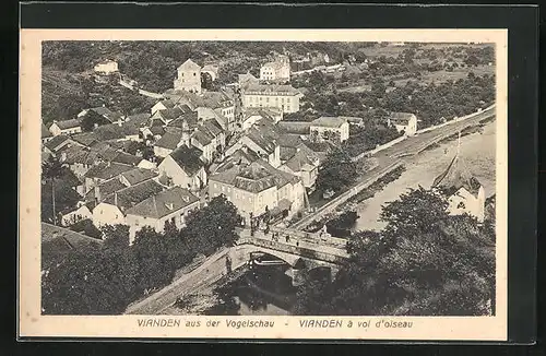 AK Vianden, Ortsansicht aus der Vogelschau