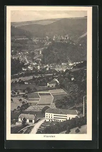 AK Vianden, Totalansicht aus der Vogelschau