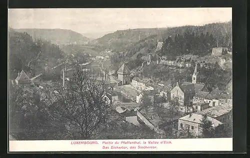 AK Luxembourg, Partie du Pfaffenthal, la Vallee d` Eich, Das Eichertor & Siechentor