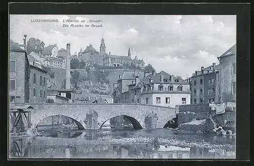 AK Luxembourg, L` Alzette au Grund, Die Alzette im Grund