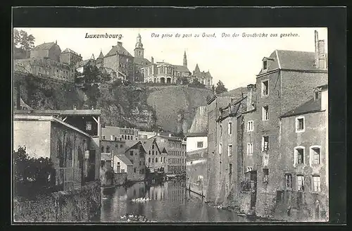 AK Luxembourg, Vue prise du pont au Grund, Von der Grundbrücke aus gesehen