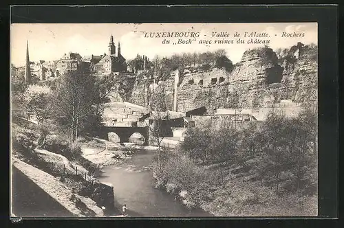 AK Luxembourg, Rochers du Bock avec ruines du chatau