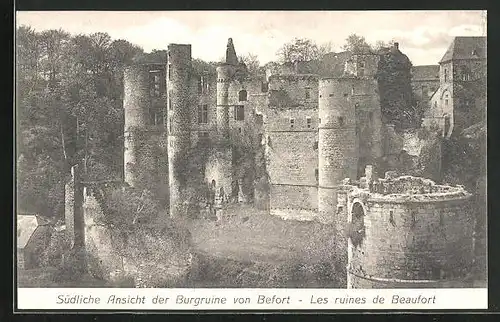 AK Beaufort, Südliche Ansicht der Burgruine