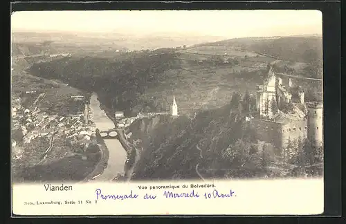 AK Vianden, Vue panoramique du Belvedèré
