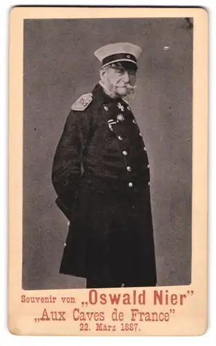 Fotografie Oswald Nier, Ort unbekannt, Portrait Kaiser Wilhelm I. in Uniform mit Orden