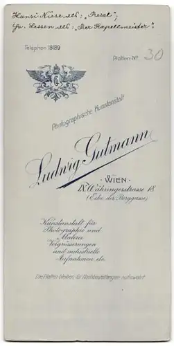 Fotografie L. Gutmann, Wien, Währingerstr. 19, Portrait Hansi Niese und Herr Lessen als Resel u. Kapellmeister