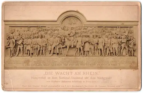 Fotografie F. & O. Brockmanns Nachf., Dresden, Ansicht Rüdesheim, Die Wacht am Rhein, Relief am Niederwalddenkmal